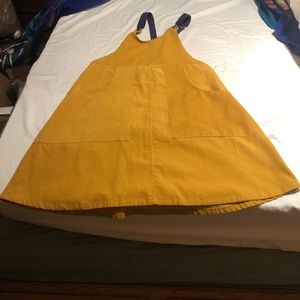 Yellow mustard corduroy dress